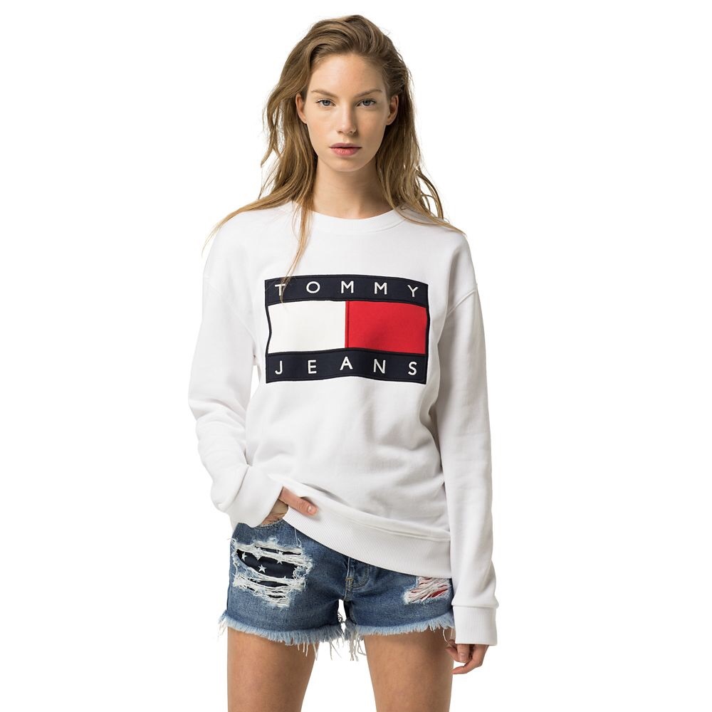 Tommy Hilfiger White Women’s Flag Sweatshirt